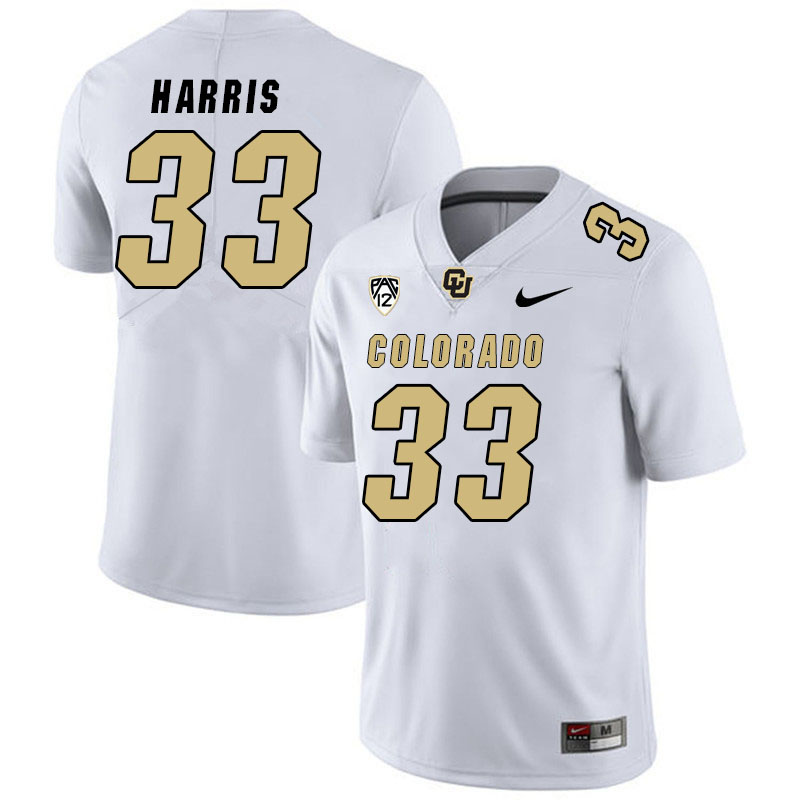 Men #33 Devee Harris Colorado Buffaloes College Football Jerseys Stitched Sale-White - Click Image to Close